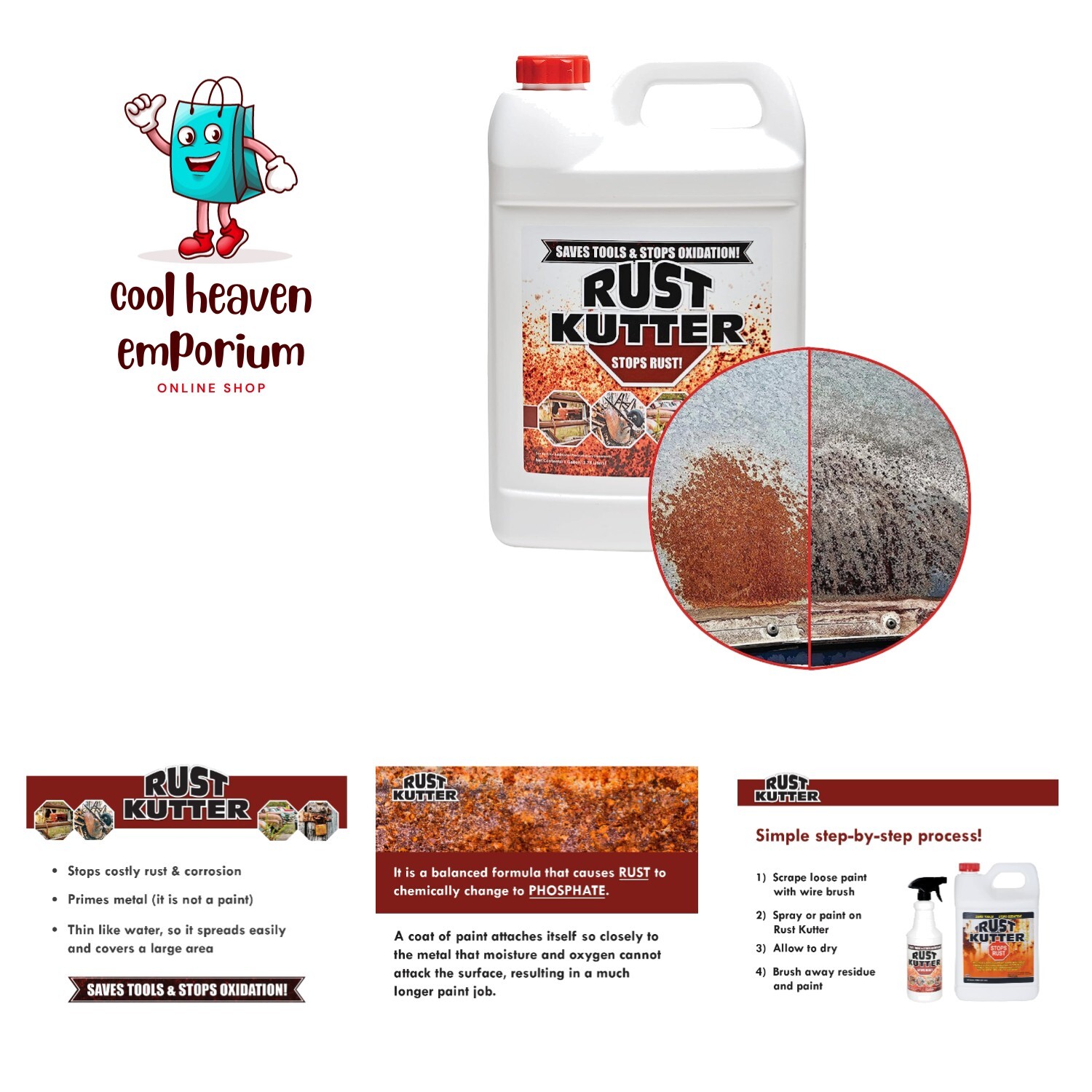 Gallon – Stops Rust and Converts Rust Spots to Leave a Primed Surface Ready t…