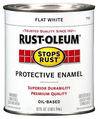 Rust-Oleum 7790-502 STOPS RUST Protective Enamel, Flat, White, 1 qt Can