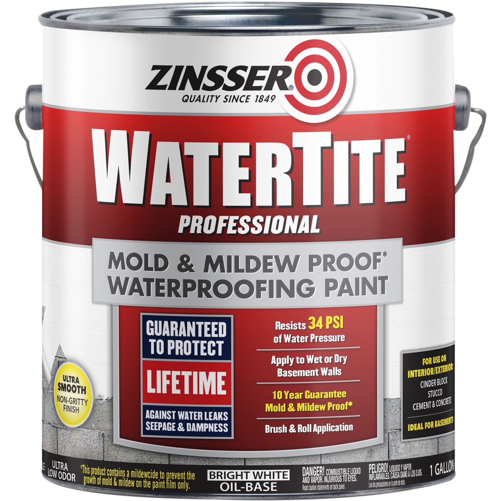 Zinsser, WATERTITE Mold & Mildew-Proof Waterproofing Paint, 1 Gallon- 05001
