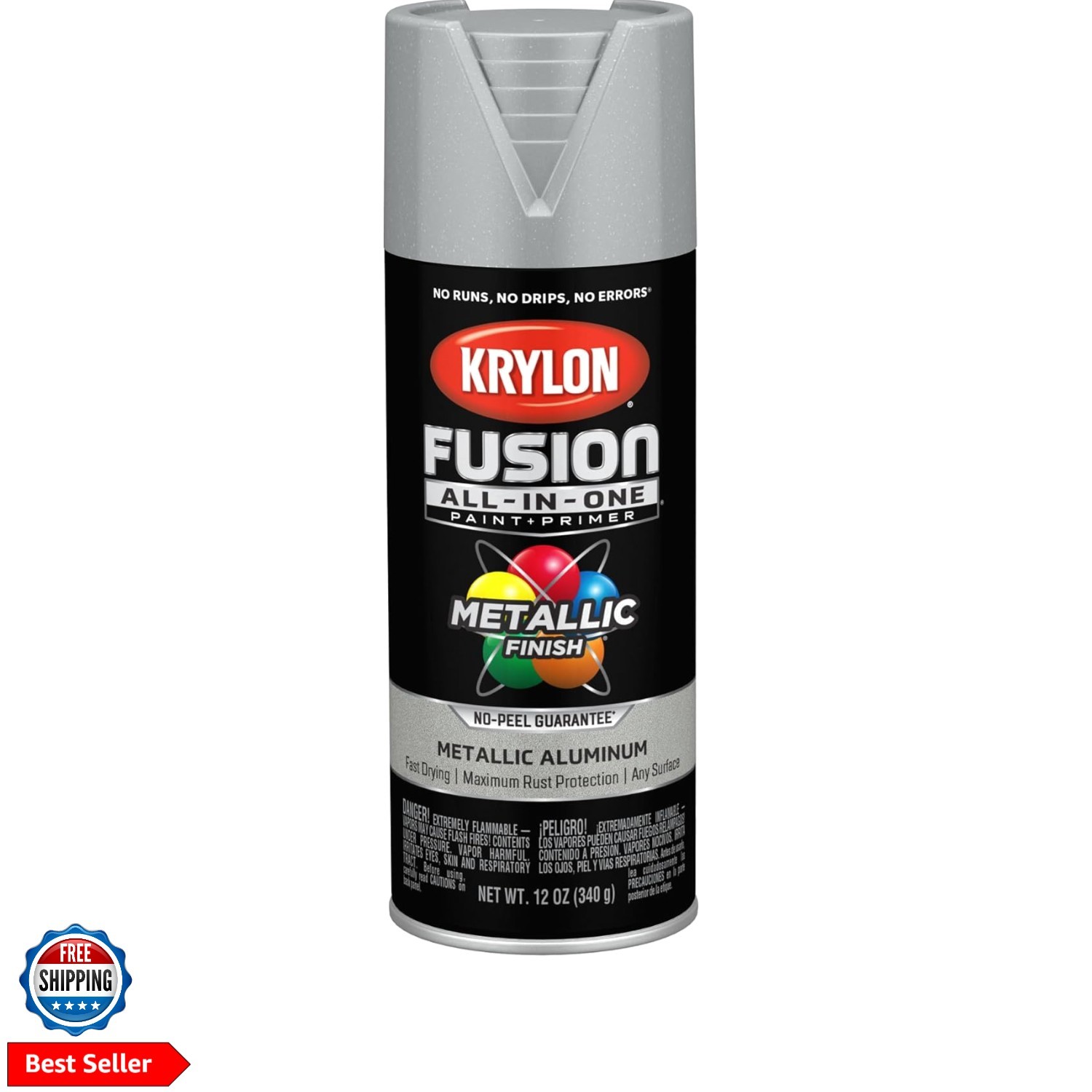Fusion All-In-One Adhesive Spray Paint for Indoor/Outdoor Use, 12 oz, Aluminum