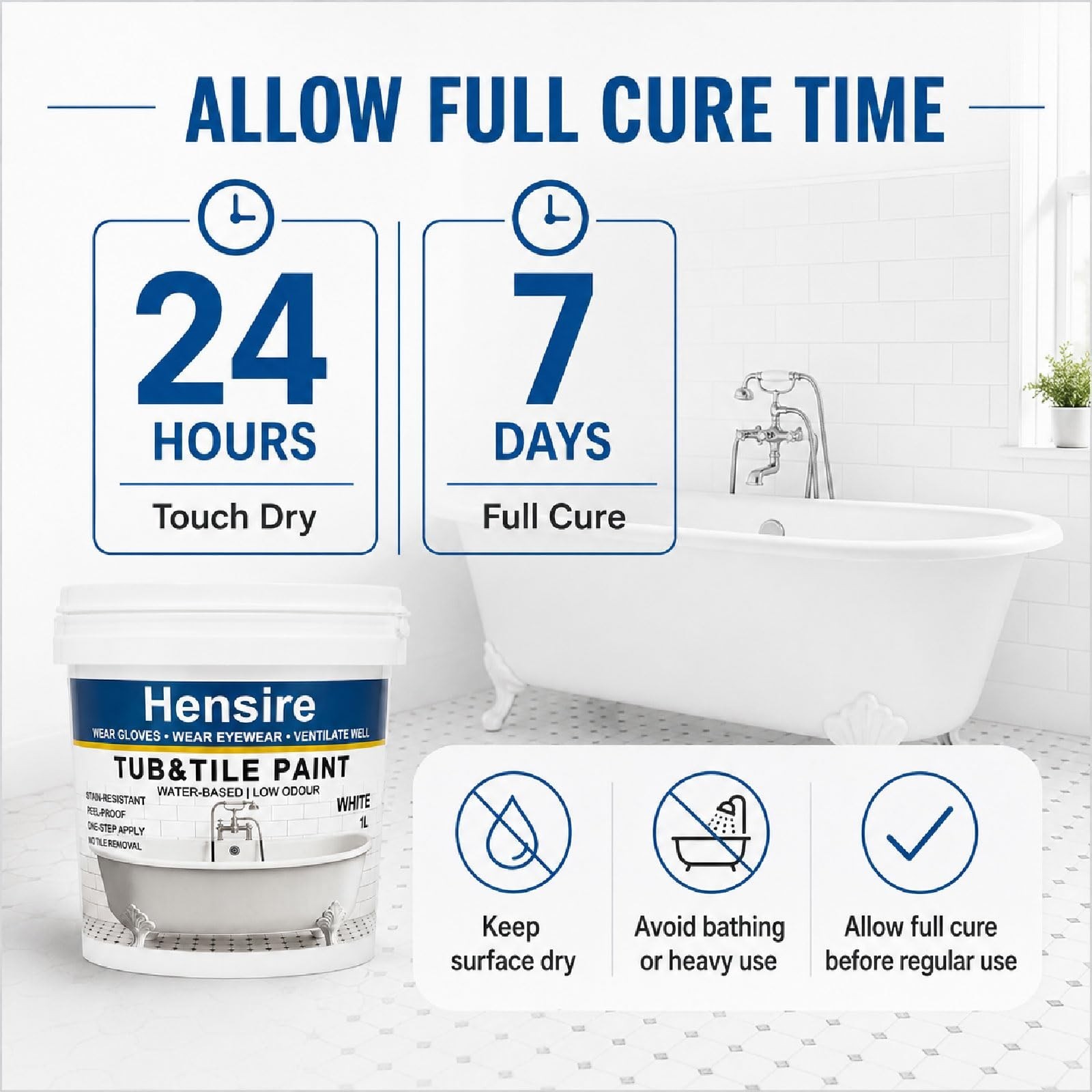 Water-Based Acrylic Bathtub & Tile Paint 35oz – Low Odor, Ready to Use, White