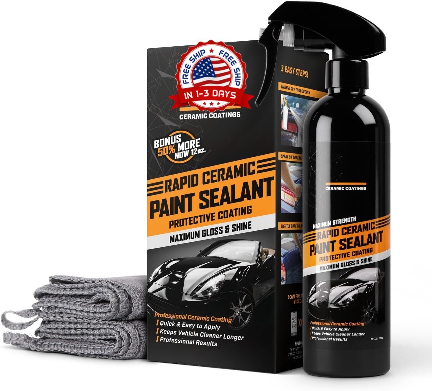 Kit de Sellador de Pintura Cerámica Rápida Máximo Brillo y Lustre Hidrófobo 12oz