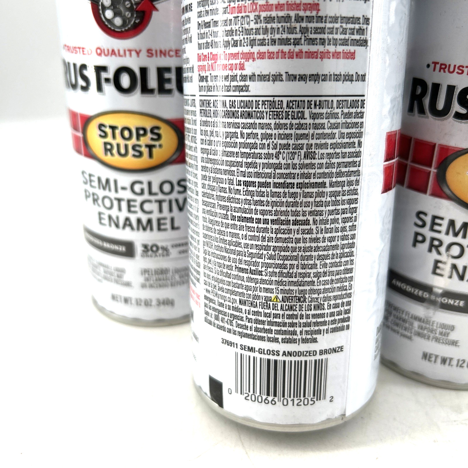 Rust-Oleum Semi-Gloss Protective Enamel Spray Paint Lot Of 4 Anodized Bronze