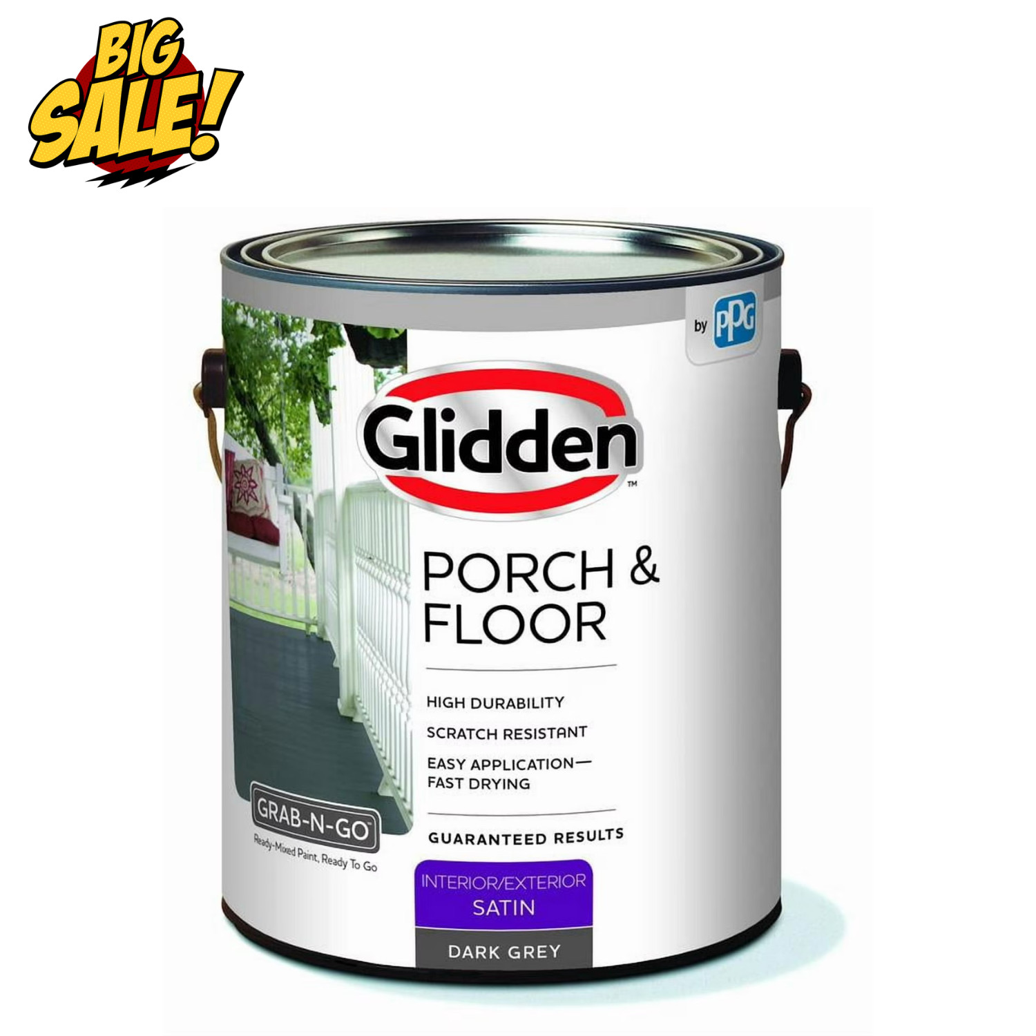 Glidden Porch & Floor 1 gal. Dark Gray Satin Interior/Exterior Paint with Primer