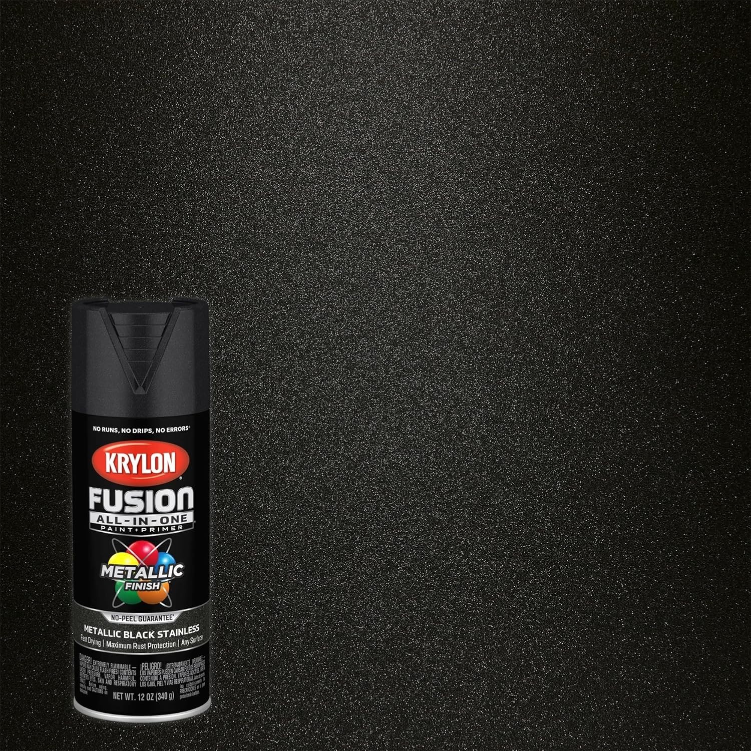 Fusion All-In-One Adhesive Spray Paint for Indoor/Outdoor Use, 12 oz, Black S…