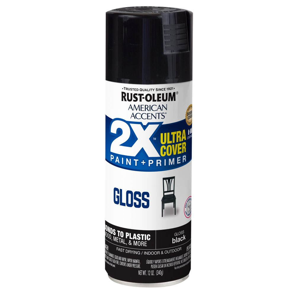 All Surfaces 2X Ultra Cover Protection Gloss Black Spray Paint & Primer 12 Oz