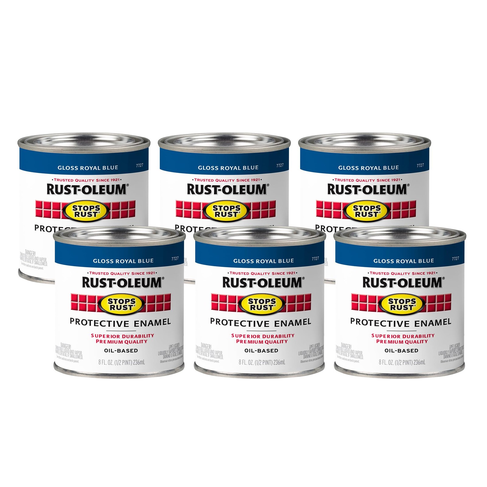 Rust-Oleum 7727730-6PK Stops Rust Brush On Paint, Half Pint, Gloss Royal Blue…