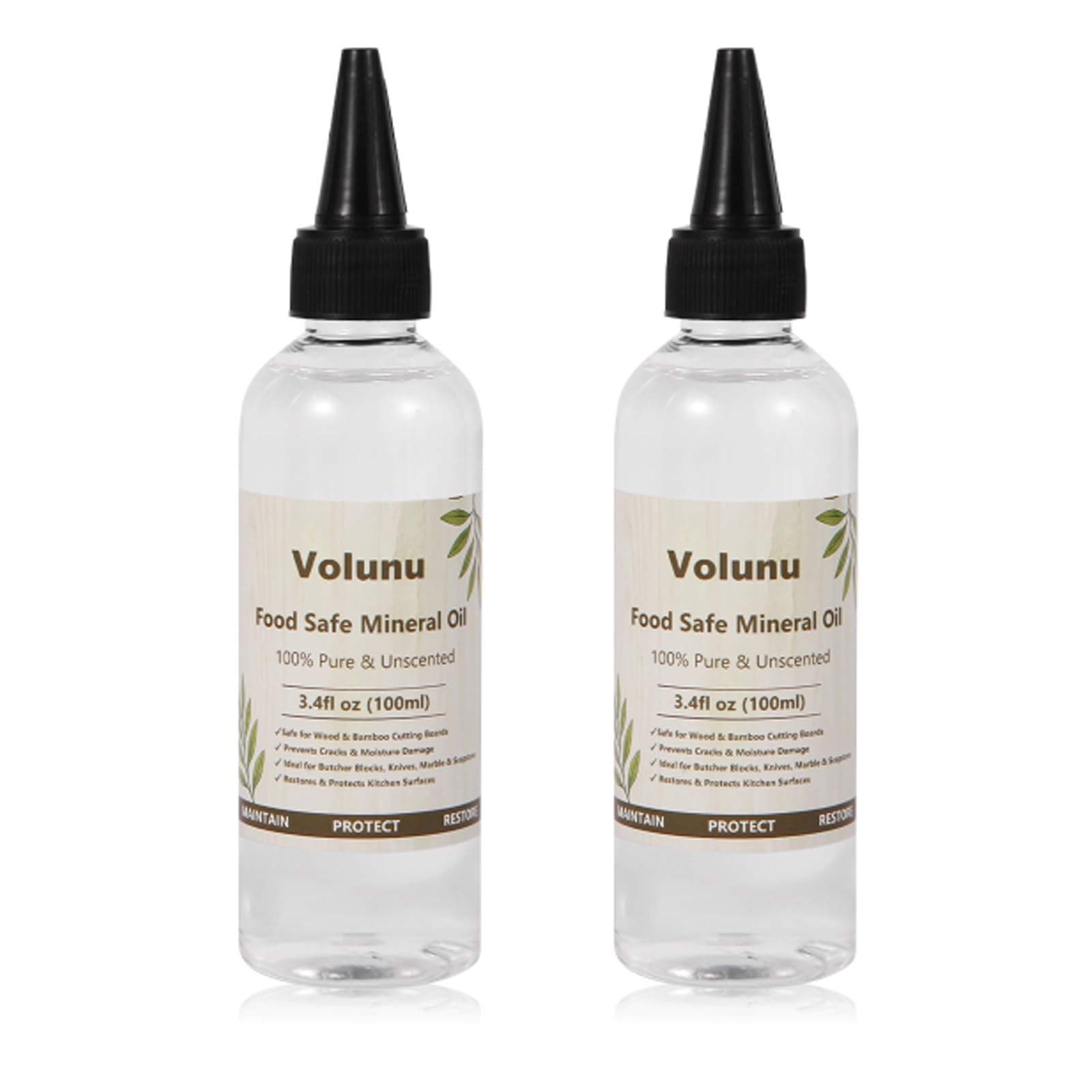 Food Grade Mineral Oil for Cutting Boards 3.4 Fl Oz (Pack of 2), white