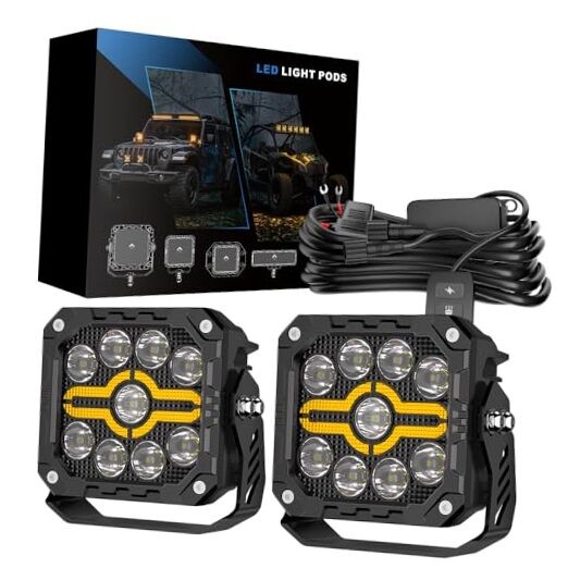 slrongpwolr Ditch Lights 4Inch 40W 2600LM Spot Flood Combo Far & Wide Amber