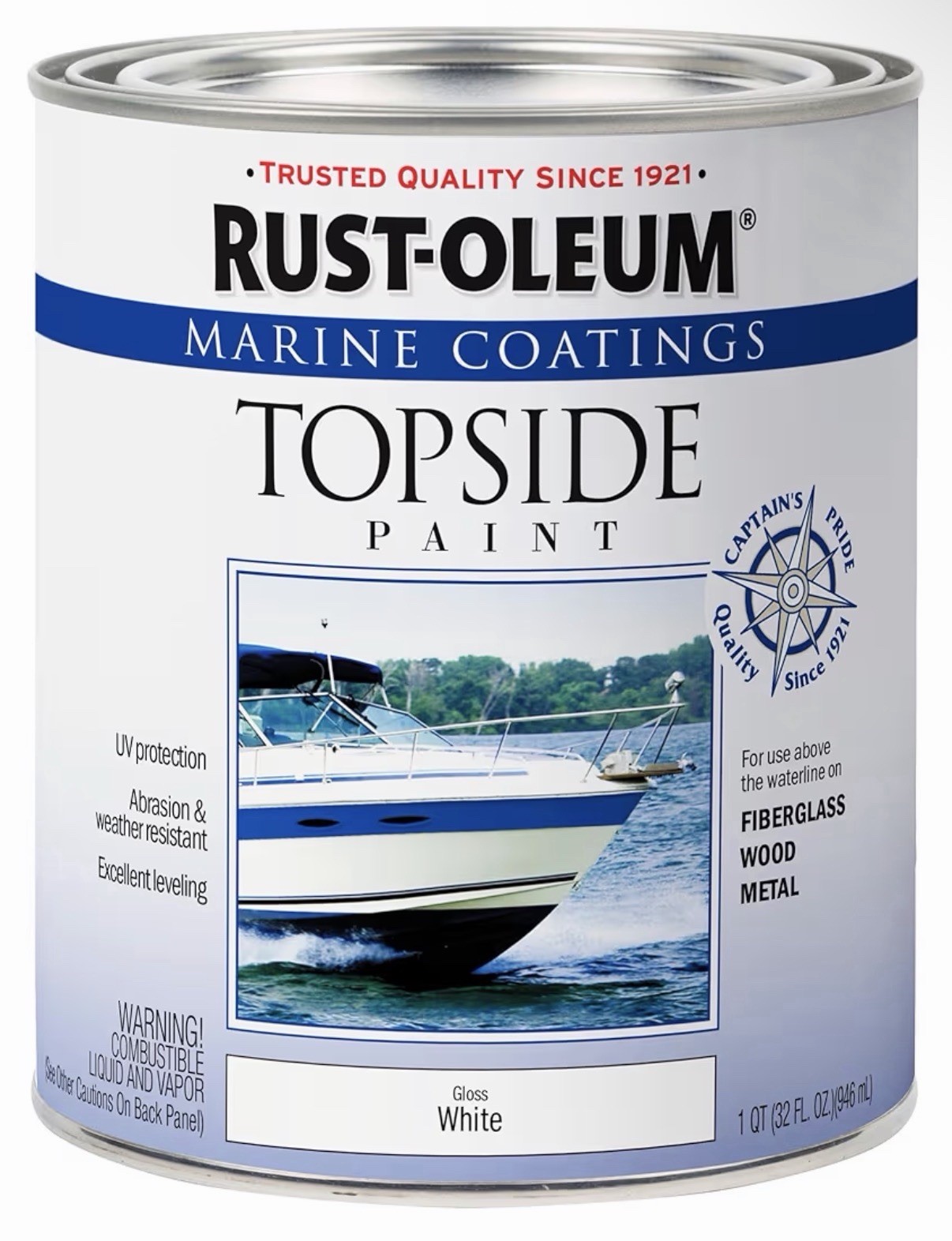 Rust-Oleum 396959​ Marine Coatings Topside Paint, Quart, White