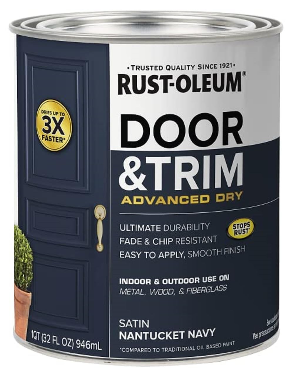 Rust Oleum Satin Nantucket Navy Door Trim Paint 32 Oz Water Based Fast Drying