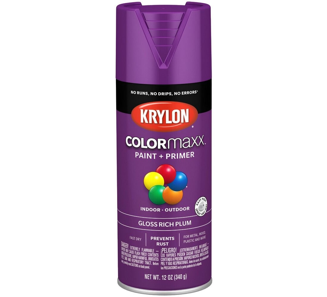 KRYLON 5536 COLORmaxx Spray Paint, Gloss, Plum, 12 oz, Aerosol Can