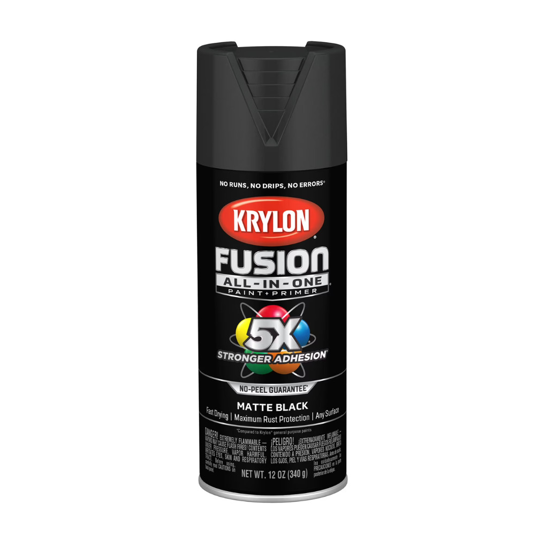 4-Pack Krylon Fusion All-In-One Matte Black Spray Paint, Multi-Surface, 12oz Can