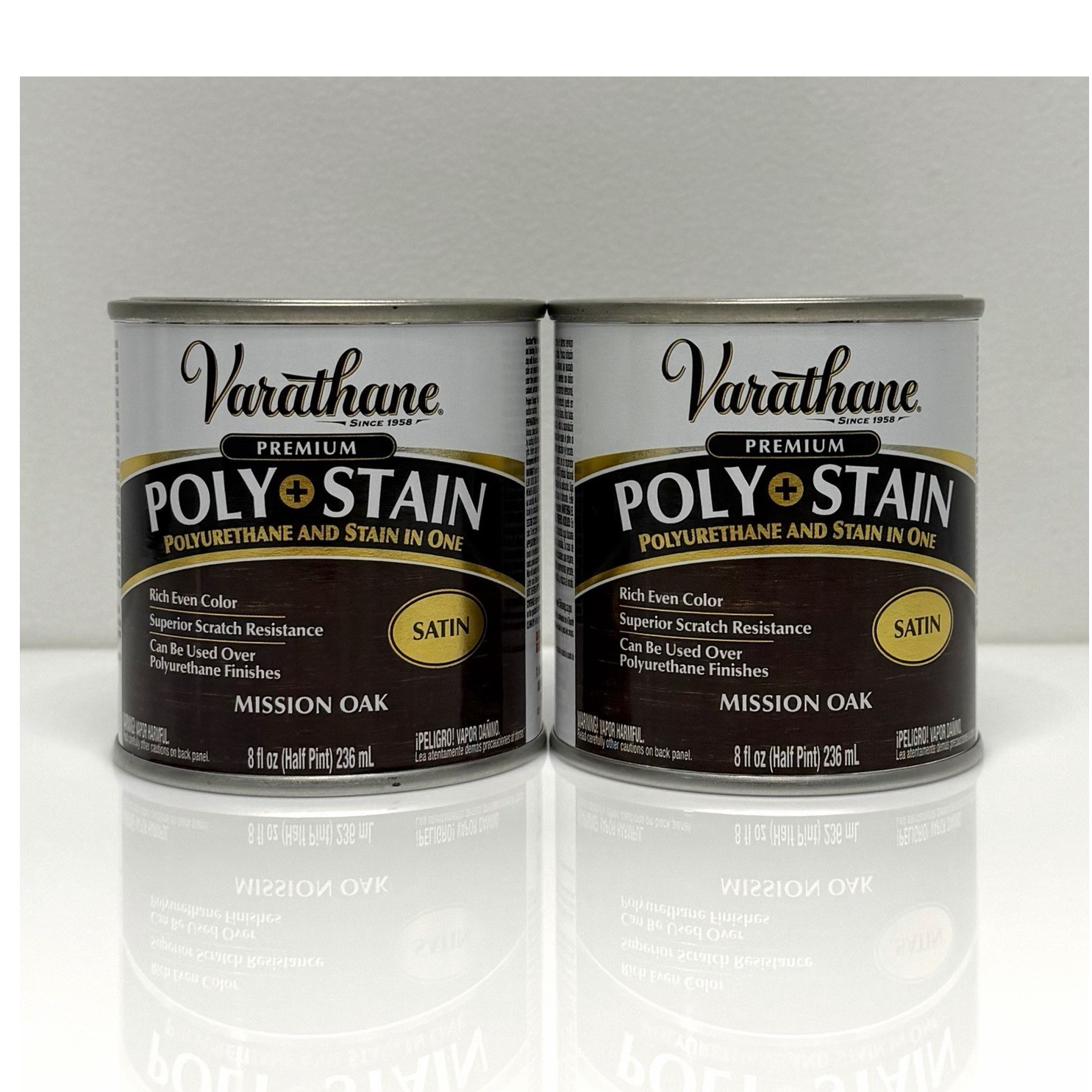 2pk Varathane Poly + Stain Satin Mission Oak 8 fl oz 2in1 Wood Finish