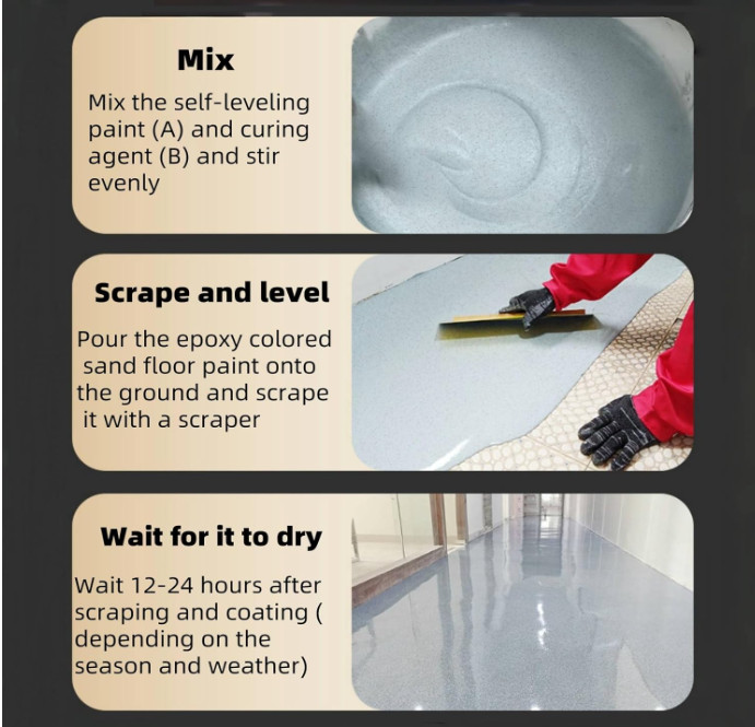 Epoxy Colored Sand Floor Paint, Epoxy Floor Paint High Gloss Marble Effect Coati