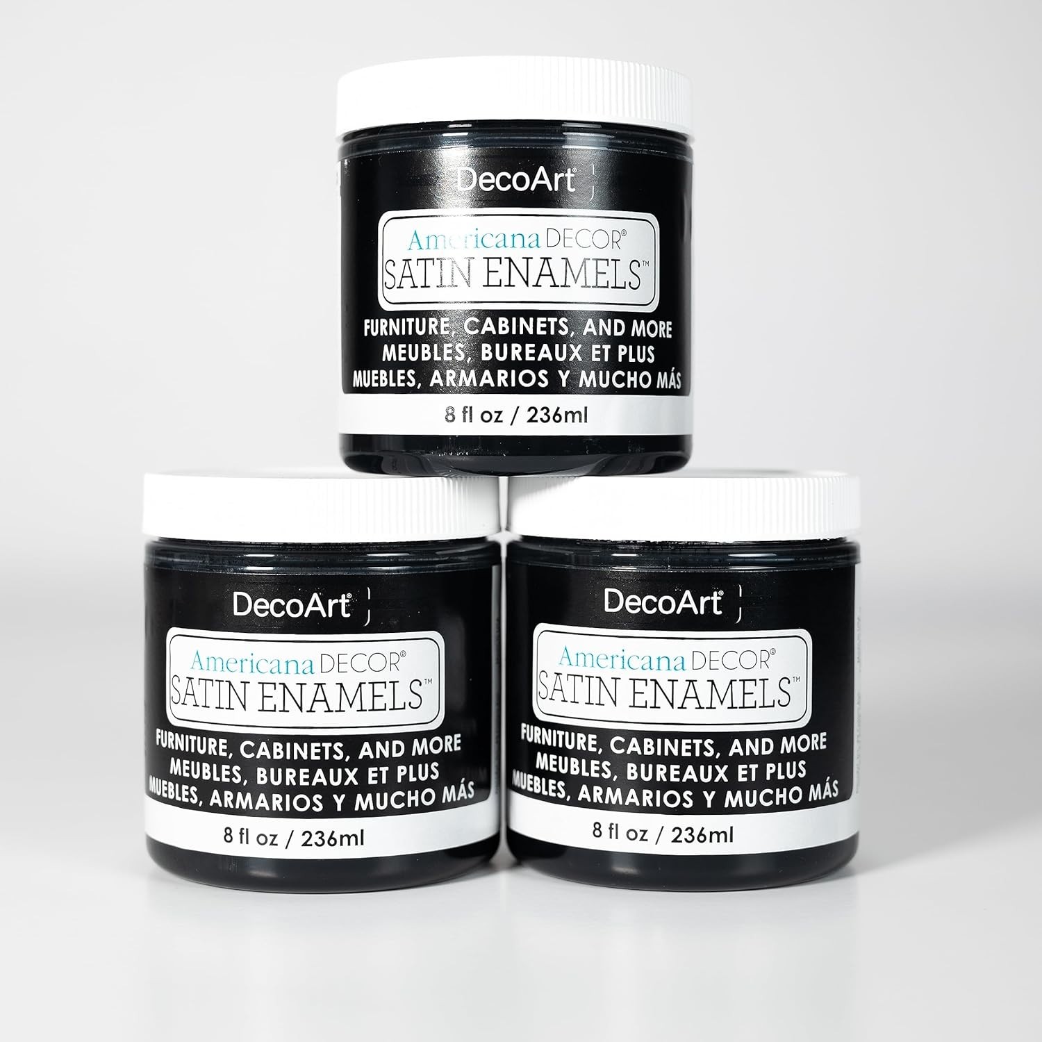 Durable Satin Finish Black Paint – Americana Decor 3 Pack for Furniture & Crafts