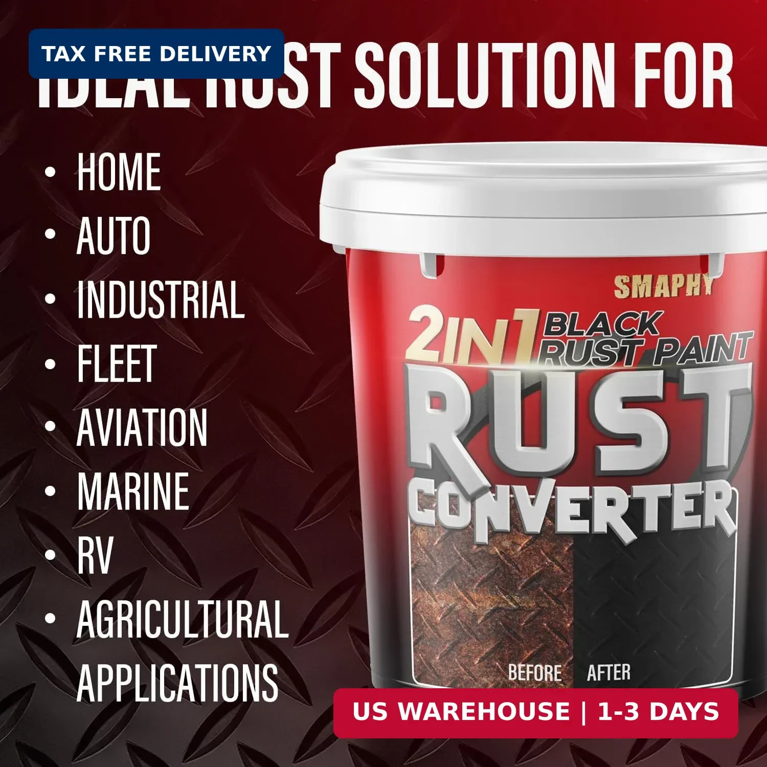 2 in 1 Rust Converter & Metal Primer, 35 oz Black Rust Reformer Paint for Metal,