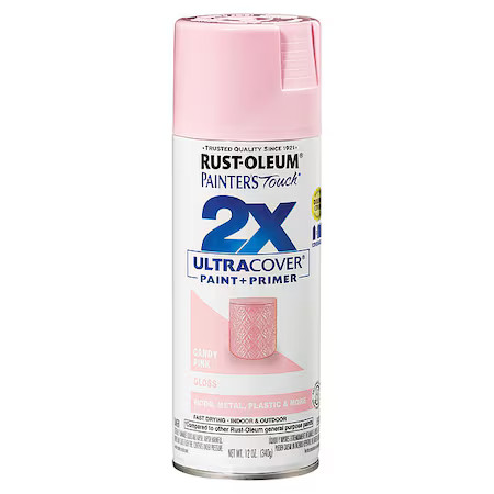 Rust-Oleum 334028 General Purpose Spray Paint, Candy Pink, Gloss, Solvent, 12 Oz