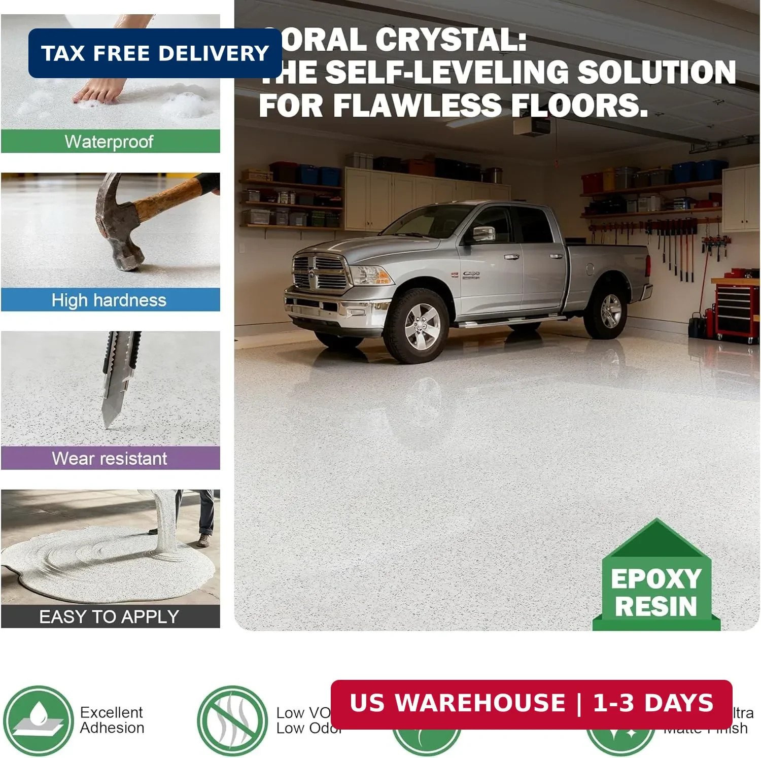 Epoxy Colored Sand Floor Paint for Concrete (420 Fl Oz),Self-leveling Epoxy Floo