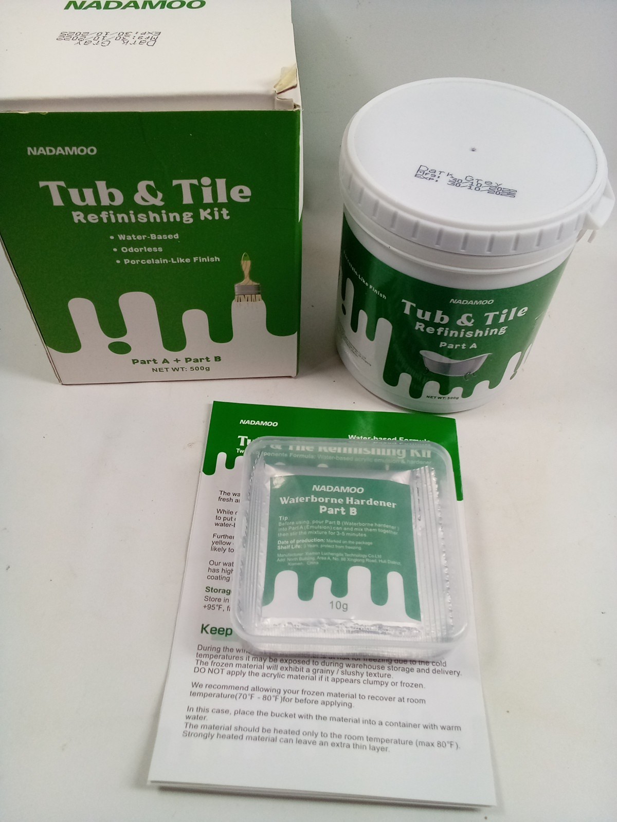 NADAMOO Tub and Tile Refinishing Kit 500G/ 17 Oz， Tool Not Included, For Bathtub
