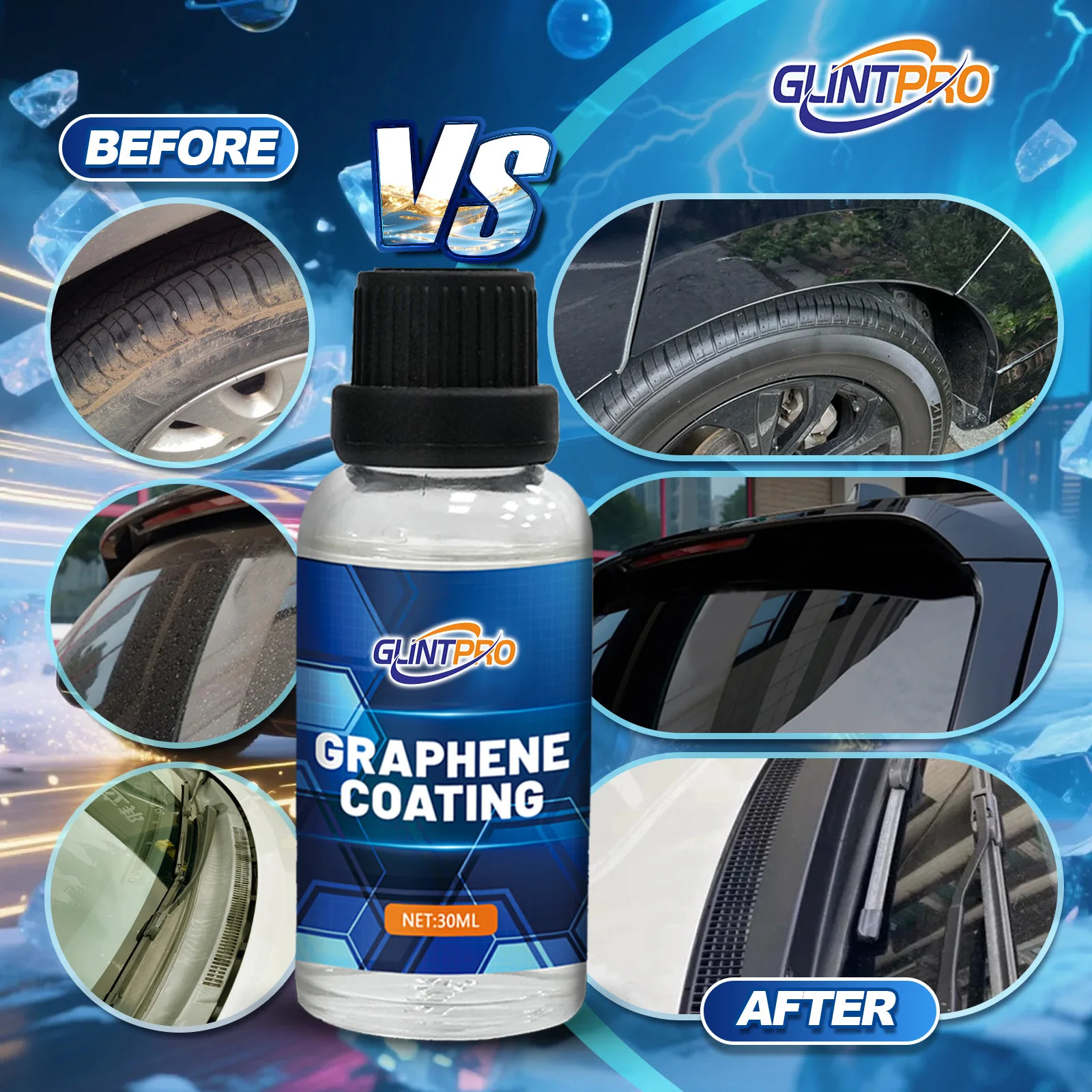 2 Sets 10H+ Graphene Ceramic Coating 30ML Car Scratch Remover Kit High Gloss
