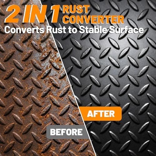 2-in-1 Rust Converter & Metal Primer, 1 Gallon Matte Black Rust Inhibitor Pai…