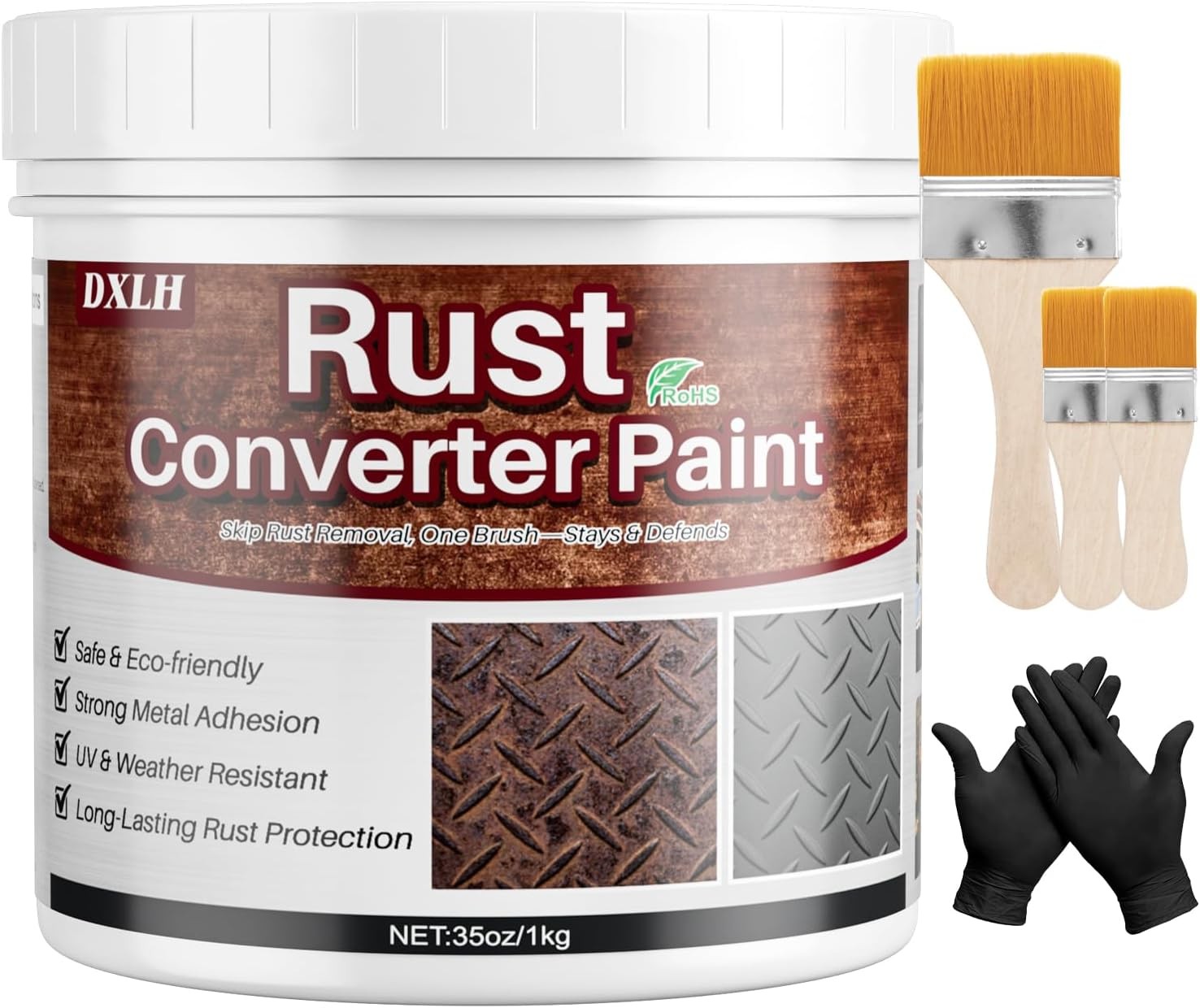 2 in 1 Rust Converter & Metal Primer, 35oz Gray Rust Reformer Paint for Metal…