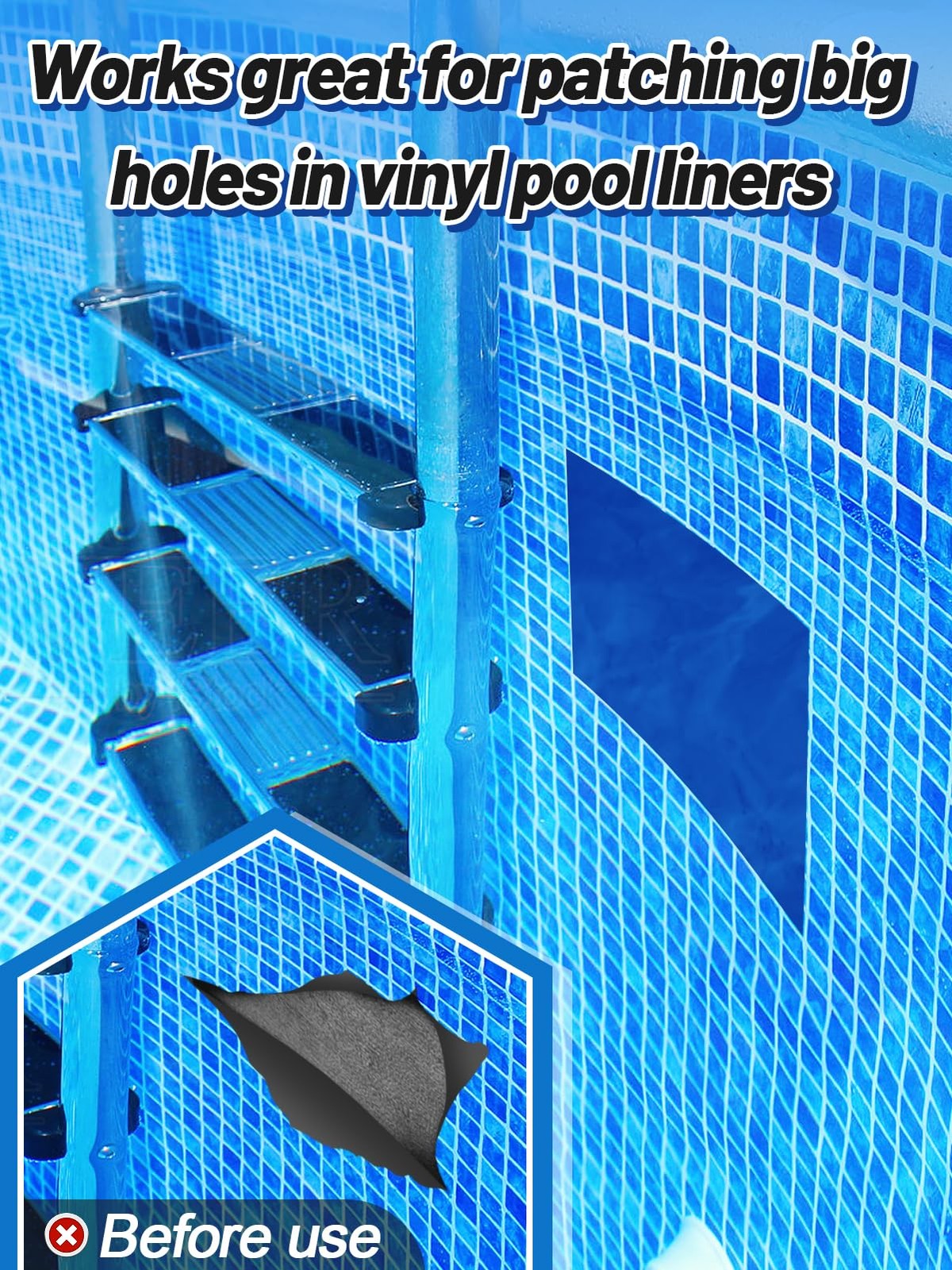 Aulock Exlarge Pool Liner Repair Patch – 4ft x 2.8ft Self-Adhesive Dark blue