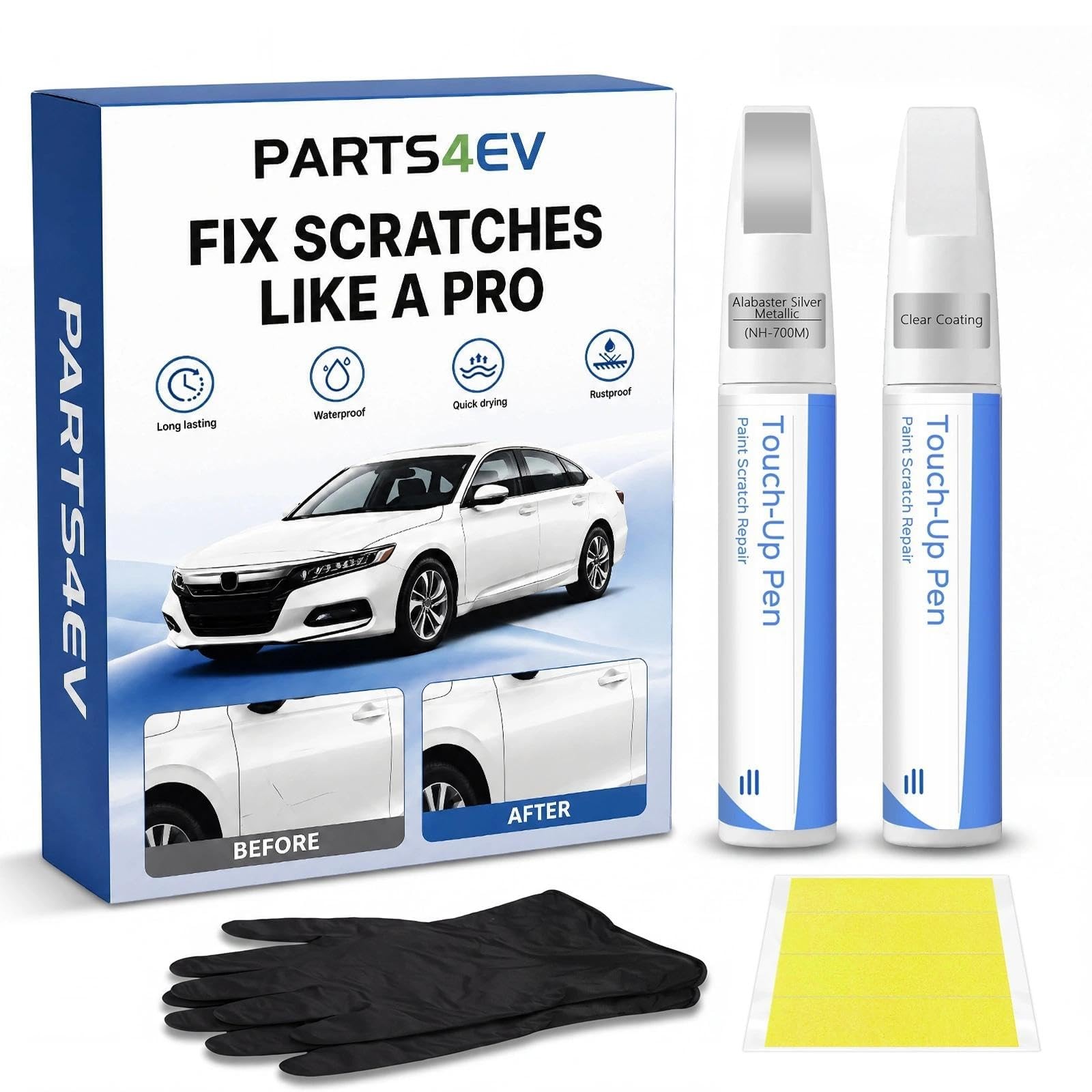 PARTS4EV Alabaster Silver Metallic NH-700M HONDA Touch Up Paint