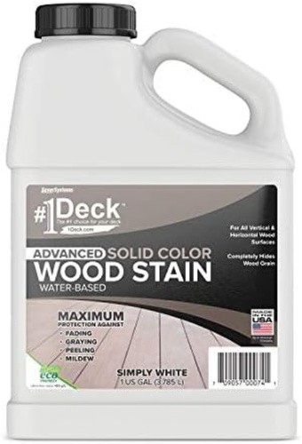 #1 Deck Premium Advanced Solid Color Outdoor Wood Stain and Sealer in One – W…