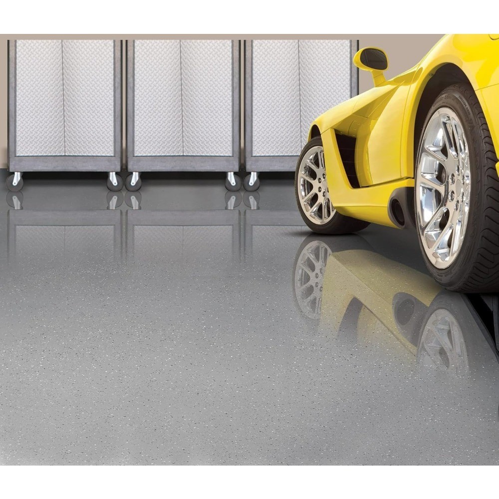 Gloss Clear Epoxy Garage Floor Coating Kit for 2.5 Car Space High Performance