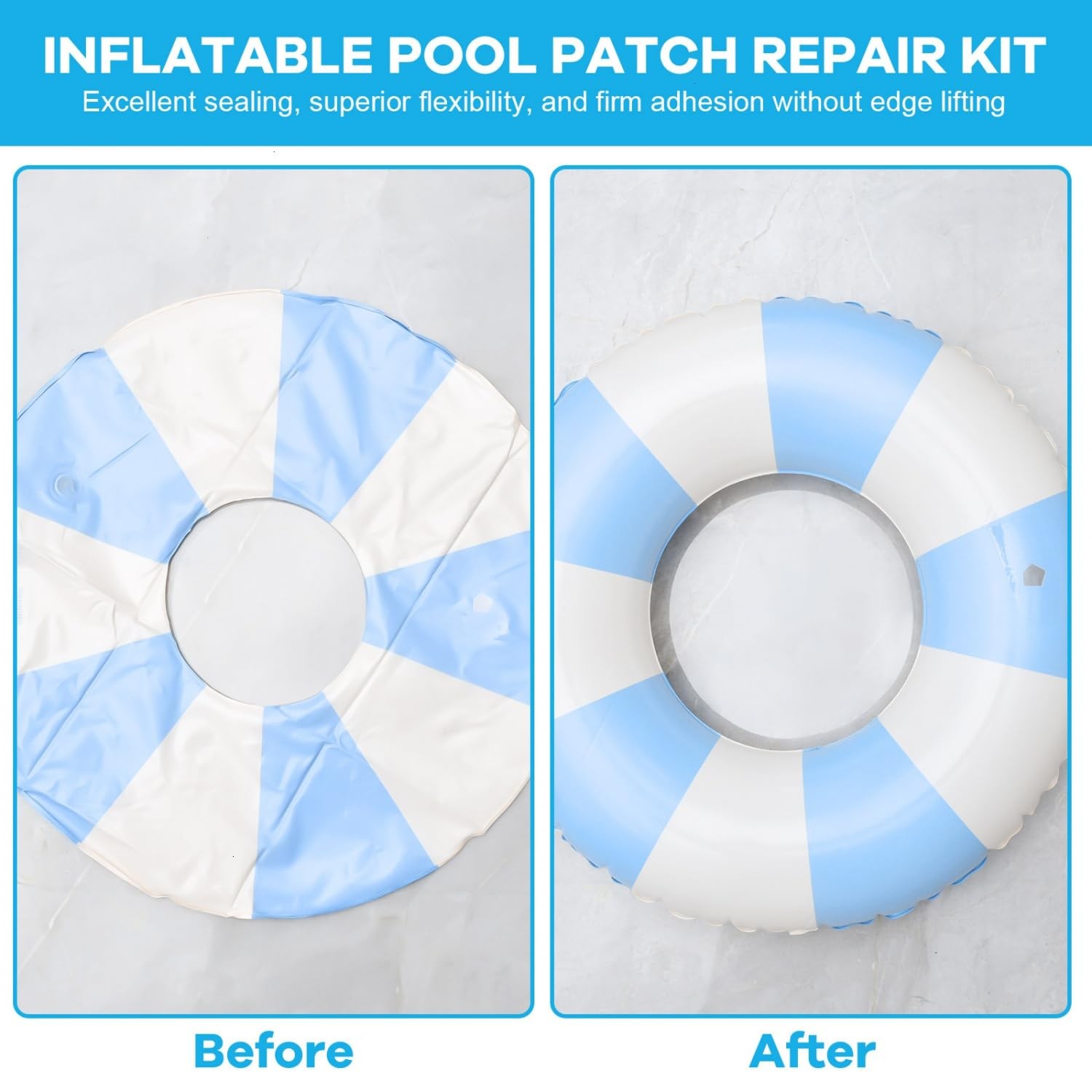 Inflatable Pool Patch Repair Kit, 3.15 in X 7.2 Ft Air Mattress Clear