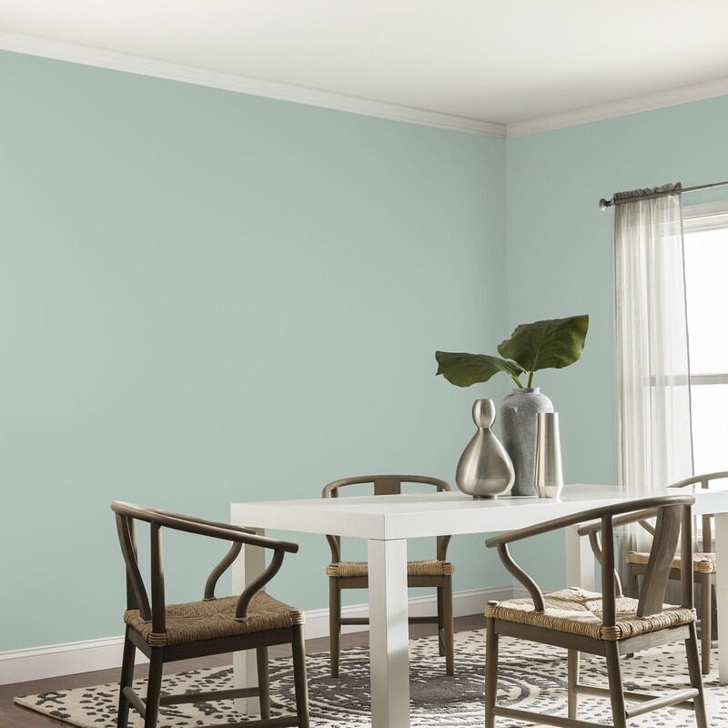 Low VOC Washable Interior Paint Eggshell Good Hide Coverage Light Blue 1Gal wall