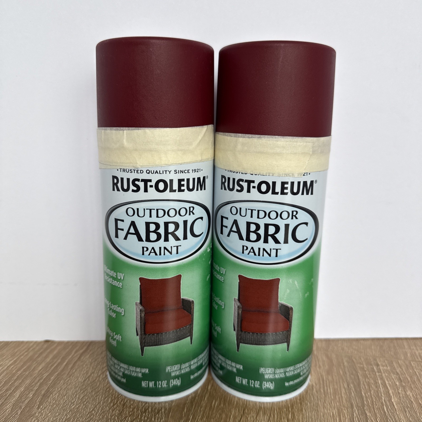 2 – 12oz Rust-Oleum Outdoor Fabric Paint – Dark Red – Spray Paint – 358831