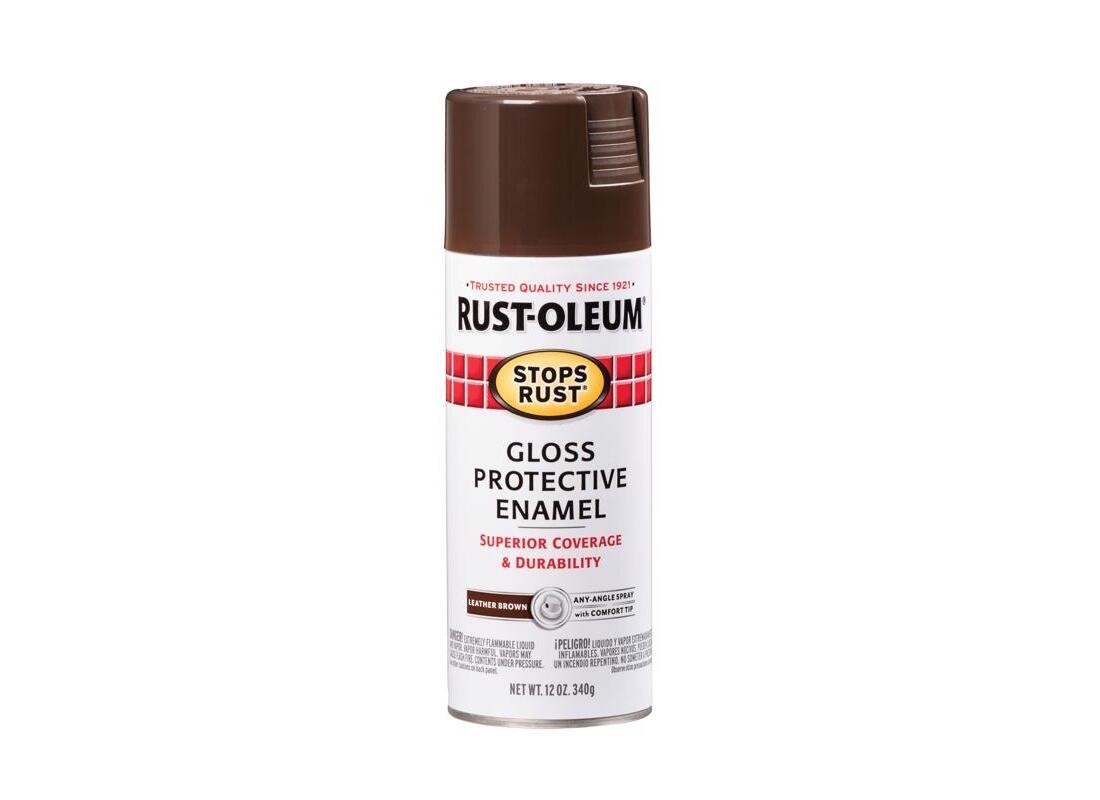 Enamel Protective Paint Stops Rust – Gloss Leather Brown 12-oz Spray