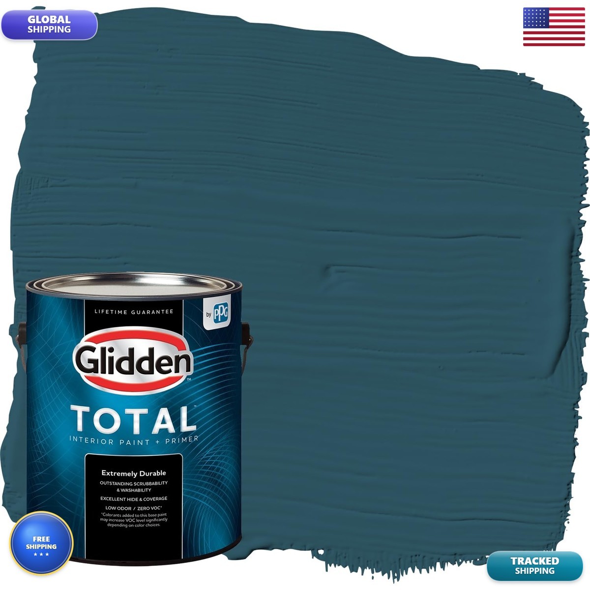 Glidden Total 1 gal. Blue Bayberry/Green Eggshell Interior Paint