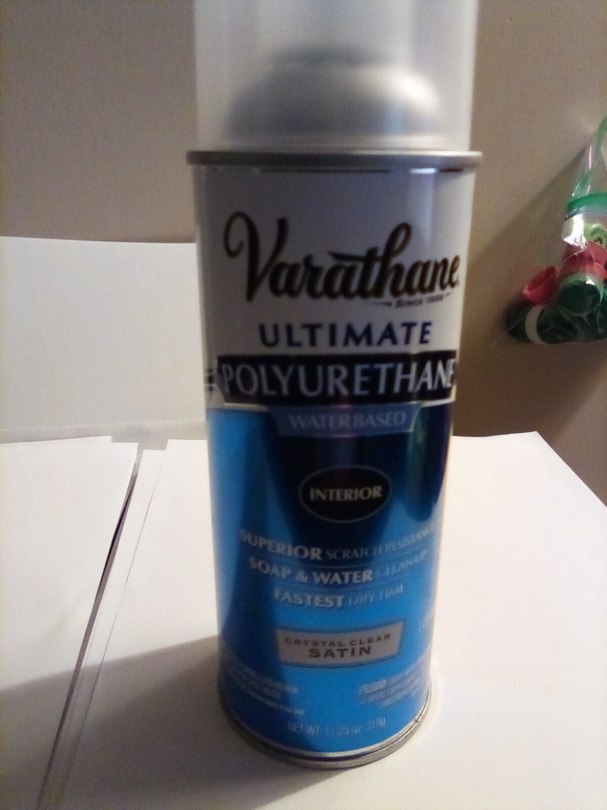 11.25 Oz Clear Satin Varathane Interior Spray Water Based Polyurethane FREE S&H