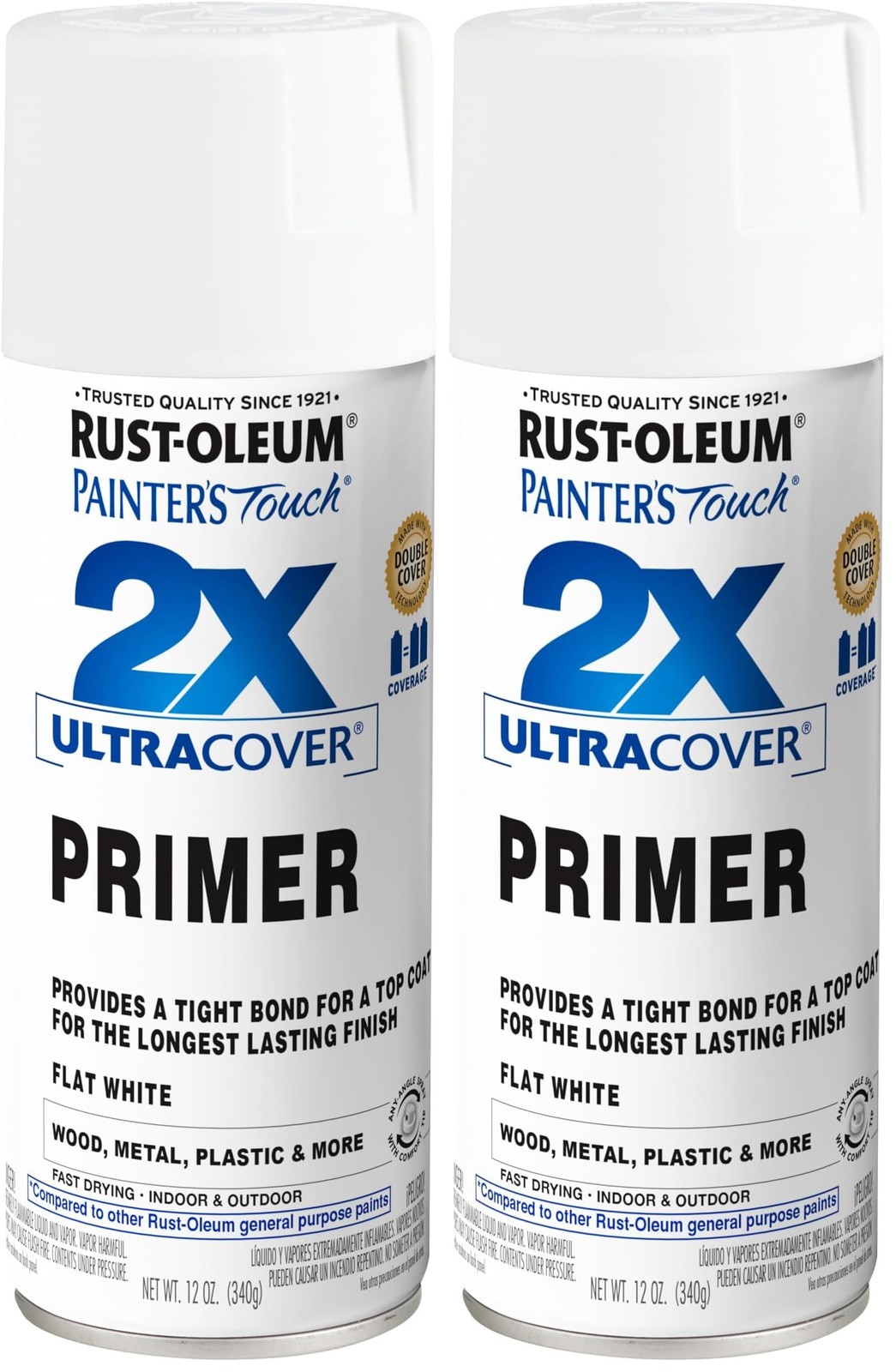 Rust-Oleum 249058 Painter’s Touch 2X Ultra Cover, 12 Fl Oz , Flat White Primer,