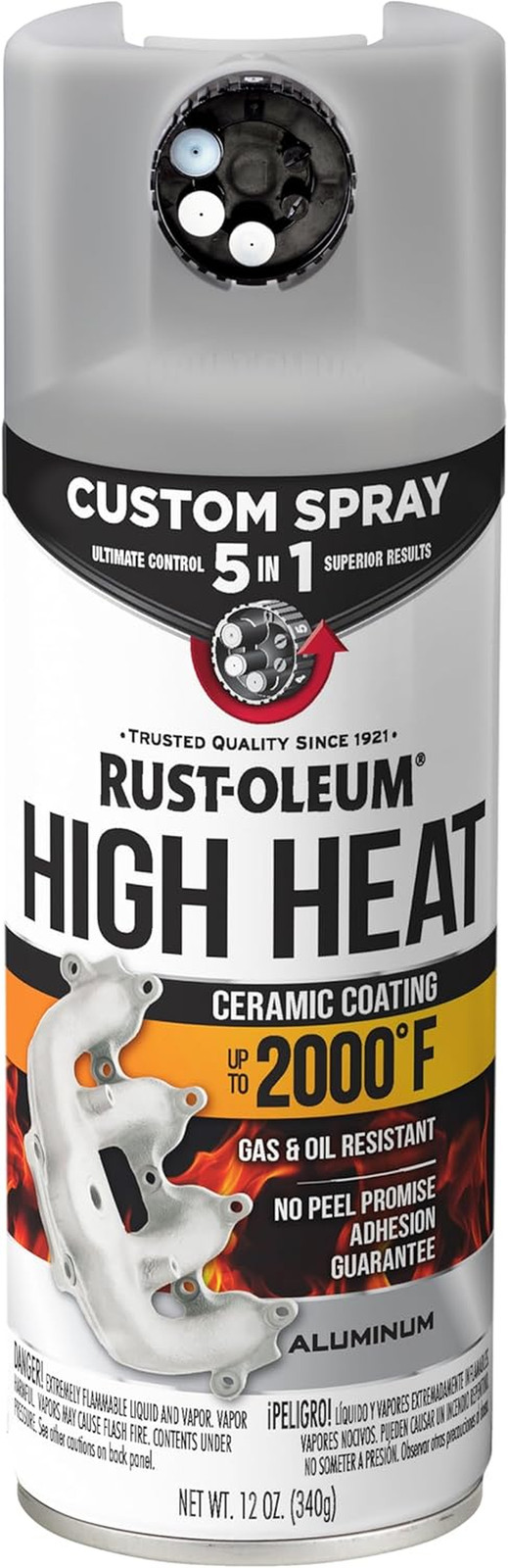 Automotive High Heat Spray Paint Custom Spray 5-In-1, 12 Oz, Flat Aluminum