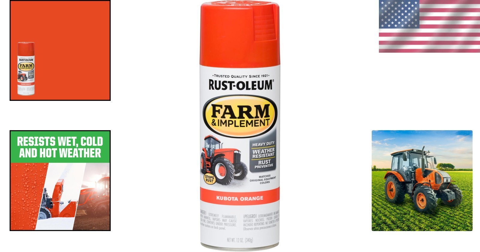 Rust-Oleum 303472 Farm & Implement Spray Paint, 12 Oz, Husqvarna Orange, (Pack o