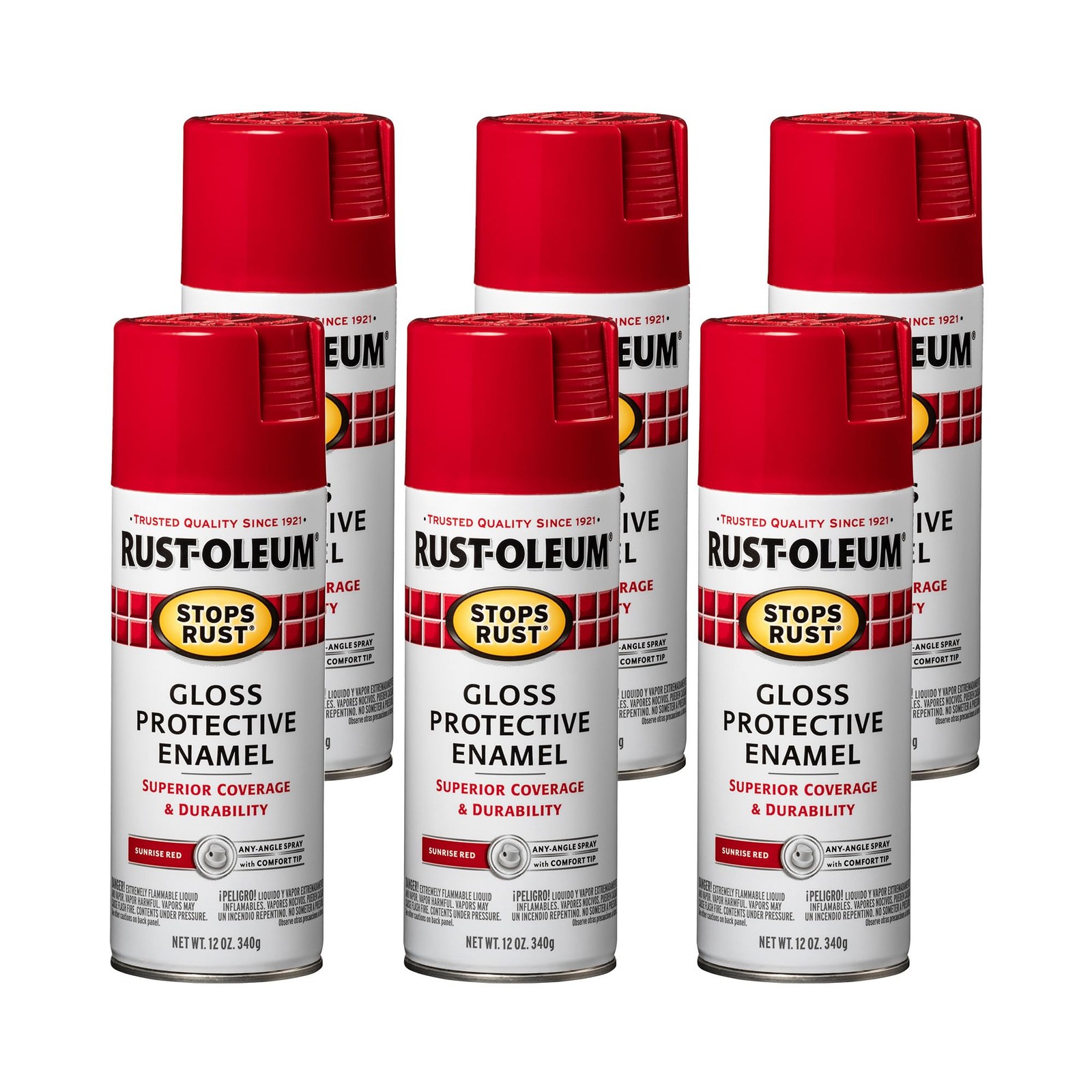 Rust-Oleum 7762830-6PK Stops Rust 12 Ounce (Pack of 6), Gloss Red Sunrise