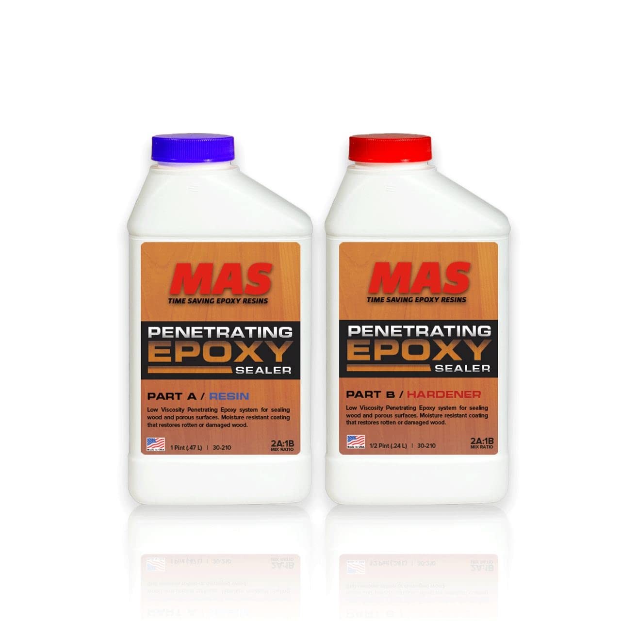 MAS Epoxies Penetrating Epoxy Resin Wood Sealer, 1.5 Pint, 2-Part (1-Pint Res…