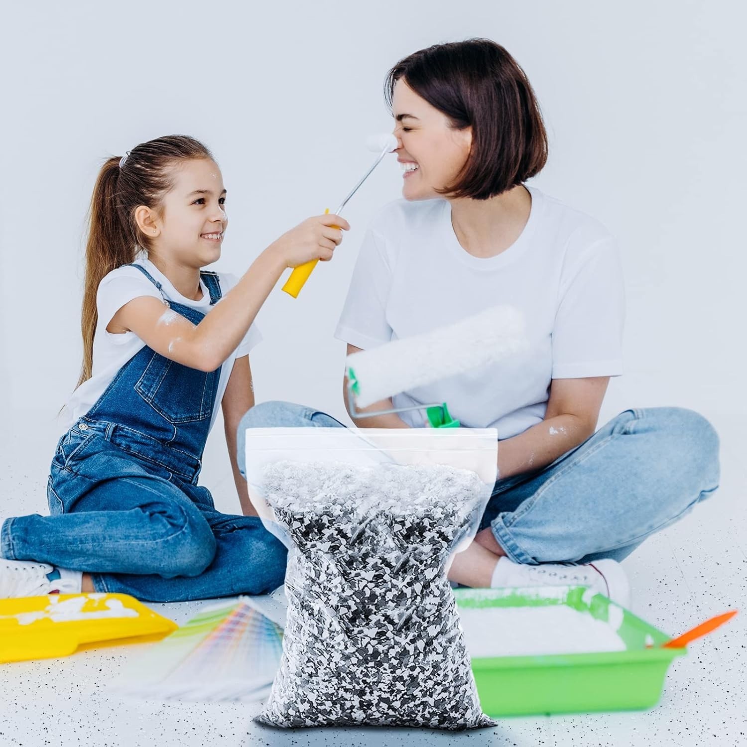Epoxy Flakes Floor Paint Black White Gray 5.6 Kg