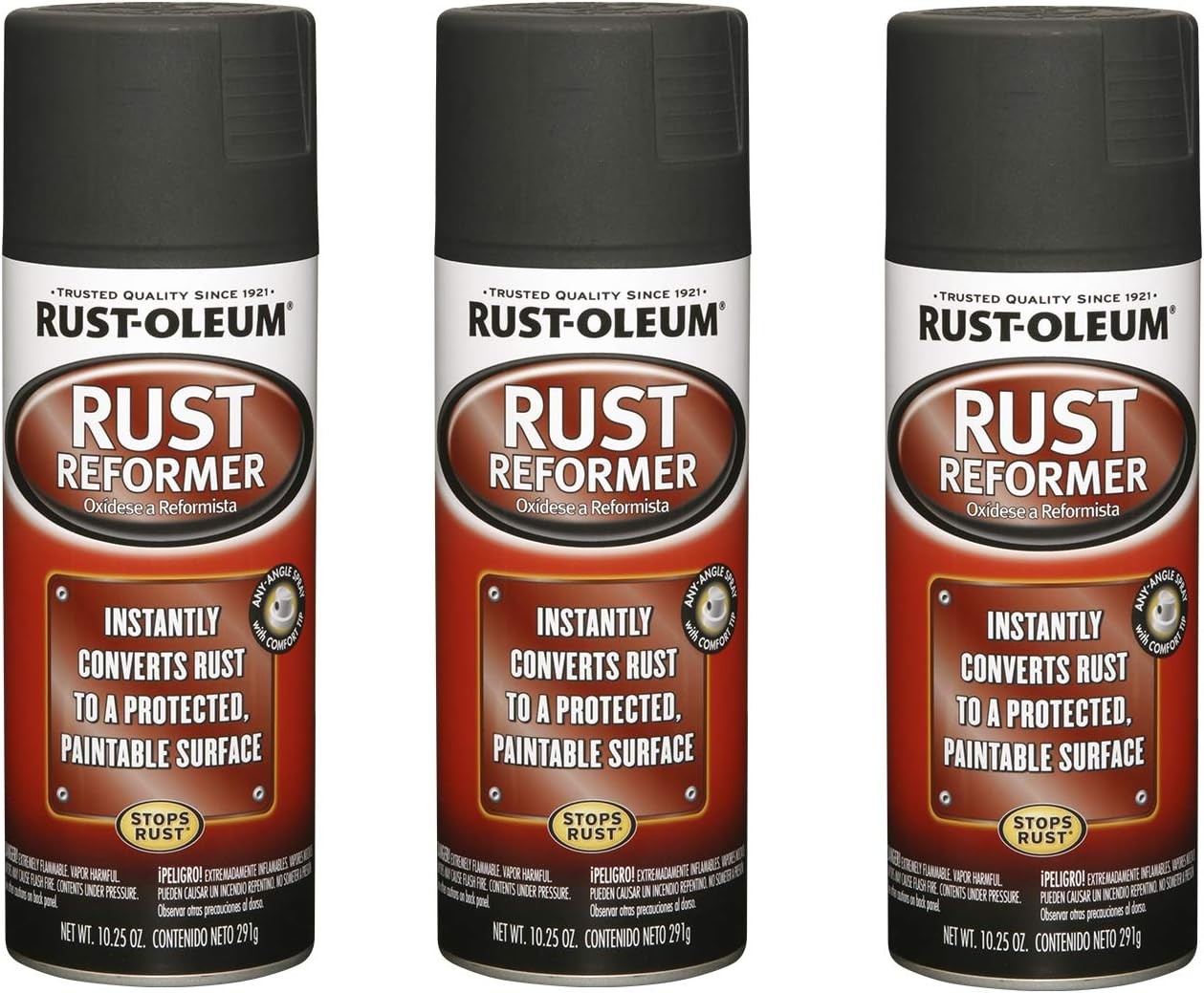 Rust-Oleum 248658-3PK Rust Reformer Spray, 10.25 oz, Black, 3 Pack