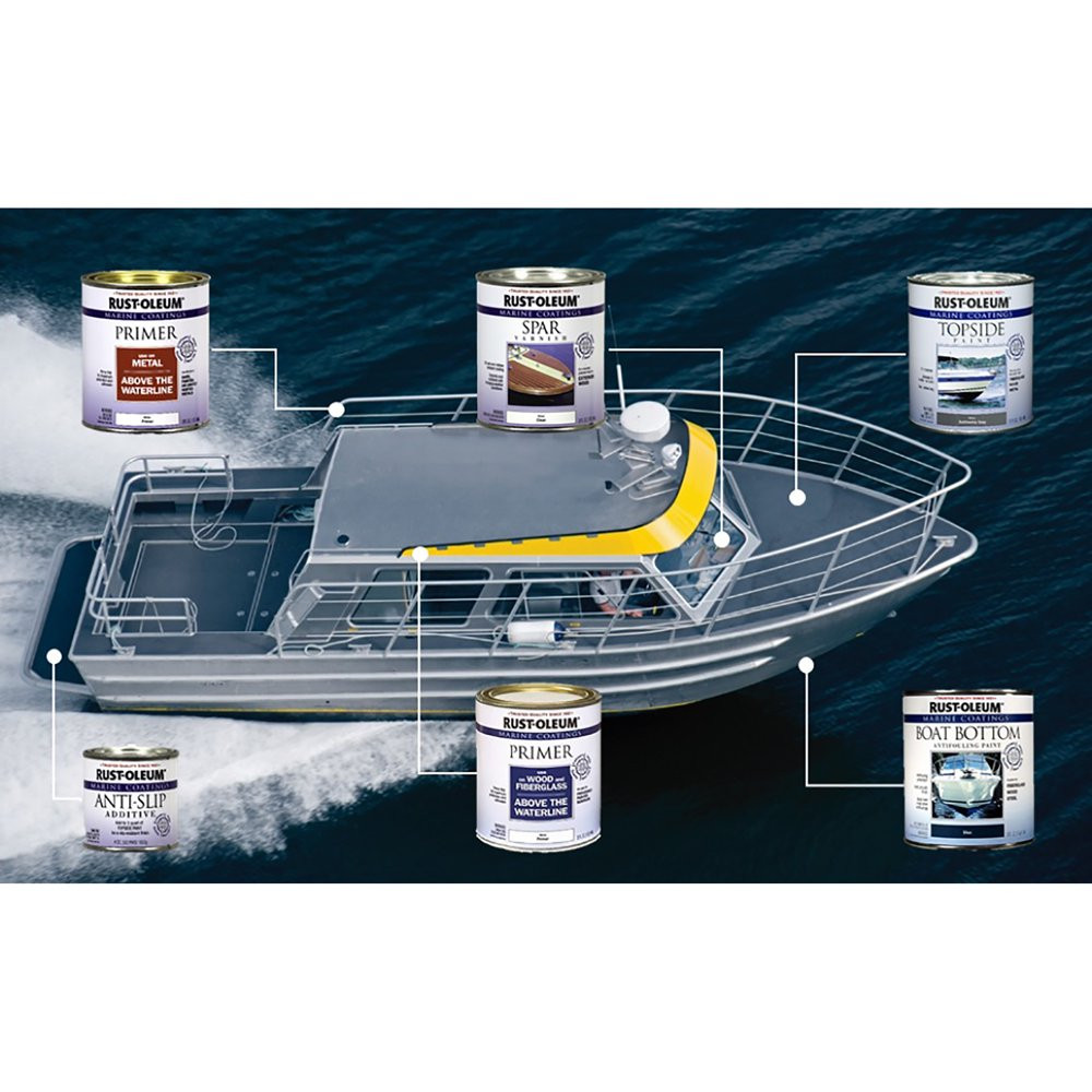 Rust-Oleum Gloss Battleship Gray, Marine Coatings Topside Gloss Boat Paint Quart