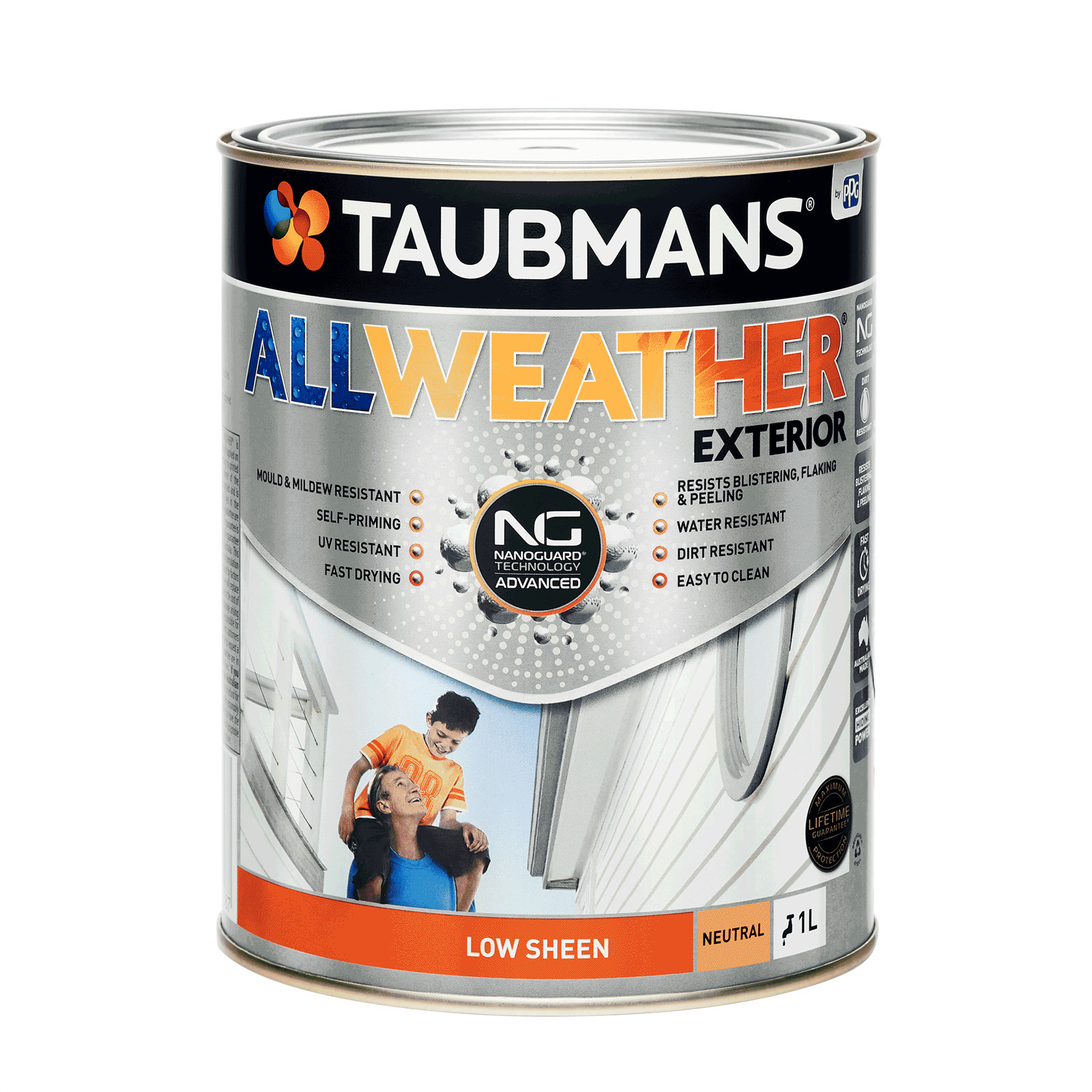 Taubmans 1L Neutral Low Sheen All Weather Exterior Paint