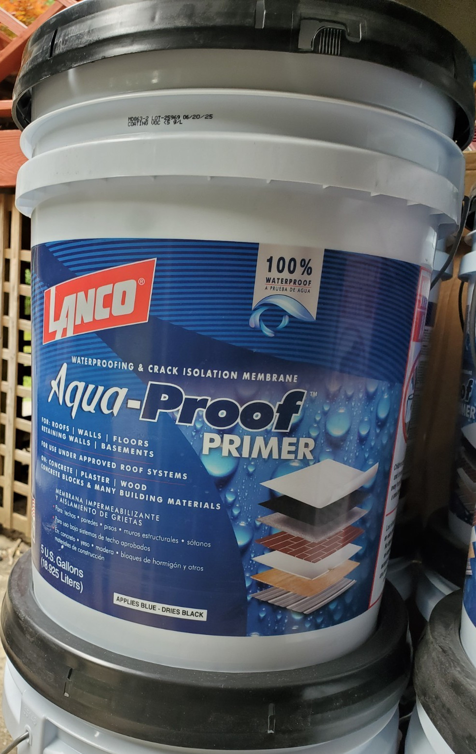 LANCO Aqua-Proof Primer Waterproof Waterproofing Membrane 5 gal Blue Bucket