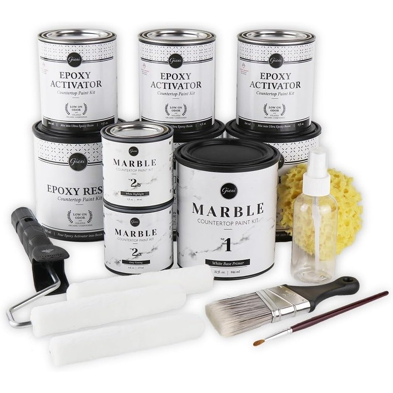 Countertop Paint Kit Epoxy Topcoat Durable Glossy Finish 35sqft Interior Use