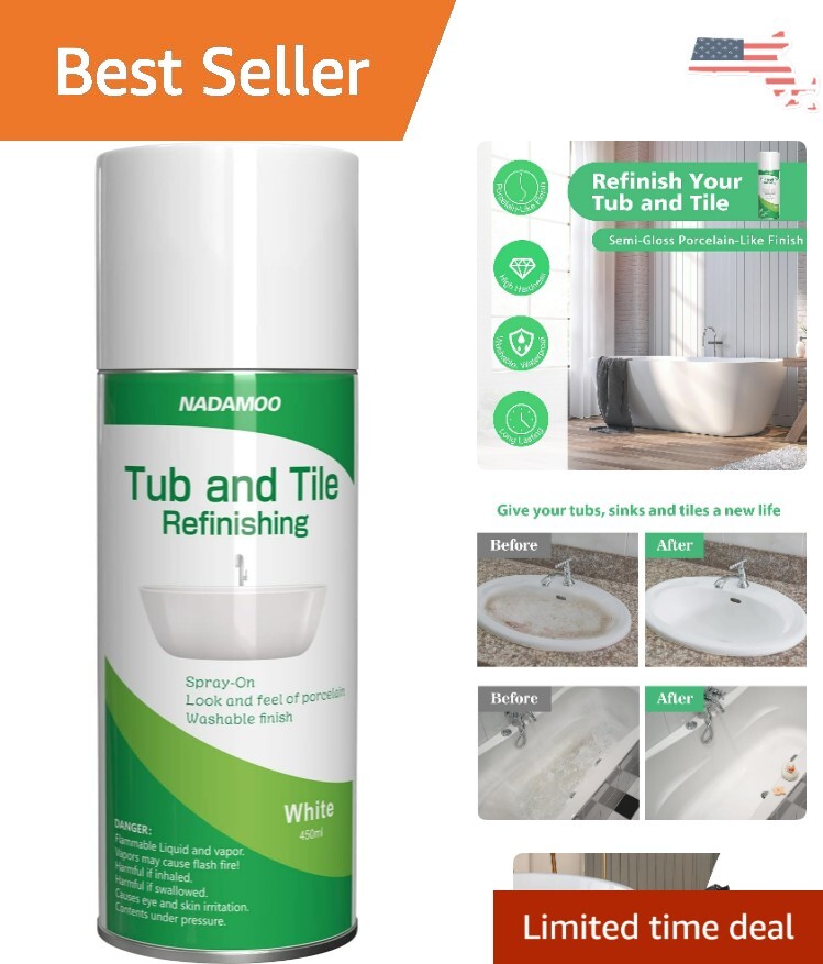 Quick Tub and Tile Spray Paint – White – Aerosol – Porcelain Ceramic Fiberglass