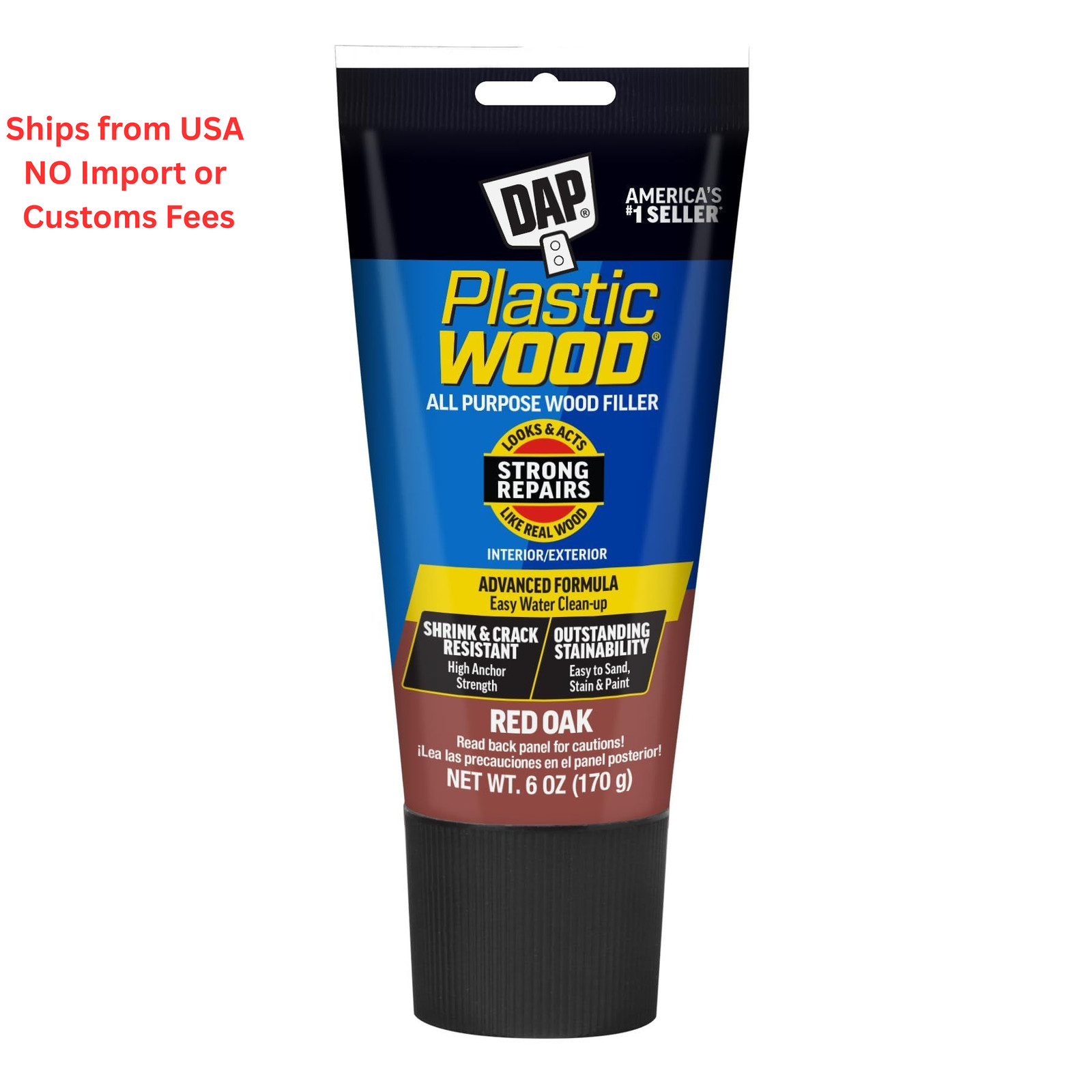 DAP Plastic Wood All Purpose Latex Filler, Red Oak, 6 Oz 6 oz, Oak